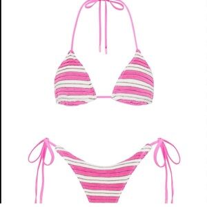Triangl Swimwear Pink and White Striped Bikini